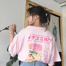 Load image into Gallery viewer, Korean Korea Women Fashion Clothing Summer Letter Print Casual Preppy Pink Loose T shirt Tops