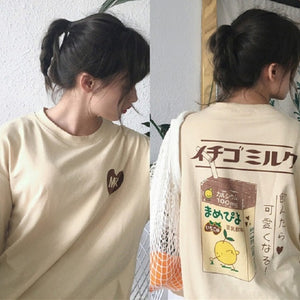 Korean Korea Women Fashion Clothing Summer Letter Print Casual Preppy Pink Loose T shirt Tops