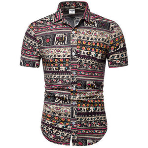 Mens Hawaiian Shirt Male Casual camisa masculina Printed Beach Shirts Short Sleeve brand clothing Free Shipping Asian Size 5XL