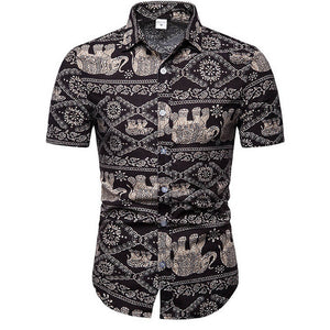 Mens Hawaiian Shirt Male Casual camisa masculina Printed Beach Shirts Short Sleeve brand clothing Free Shipping Asian Size 5XL