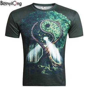 3d Printed T-shirts Casual Man's T-shirt Short Sleeve Sweatshirt Clothing Tops 2019 New Fashion Woman Maple leaf natural scenery