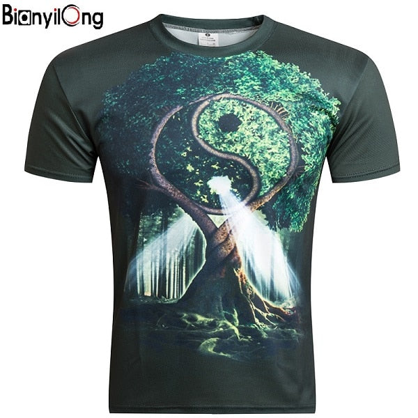 3d Printed T-shirts Casual Man's T-shirt Short Sleeve Sweatshirt Clothing Tops 2019 New Fashion Woman Maple leaf natural scenery