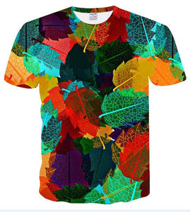 3d Printed T-shirts Casual Man's T-shirt Short Sleeve Sweatshirt Clothing Tops 2019 New Fashion Woman Maple leaf natural scenery