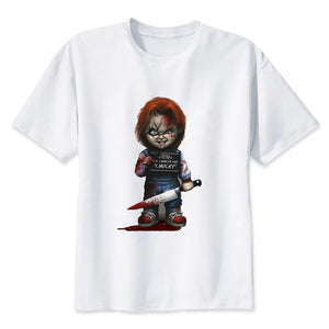 Chucky T Shirt Men High Quality Cool Streetwear Men T-shirt Casual Horror Tshirt Chucky Print O-Neck Male Clothing